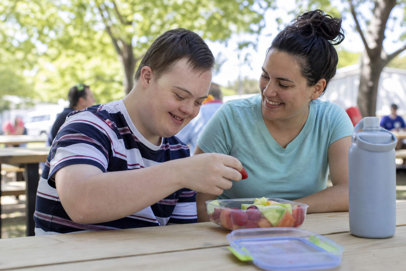 Participants enjoying a picnic outing