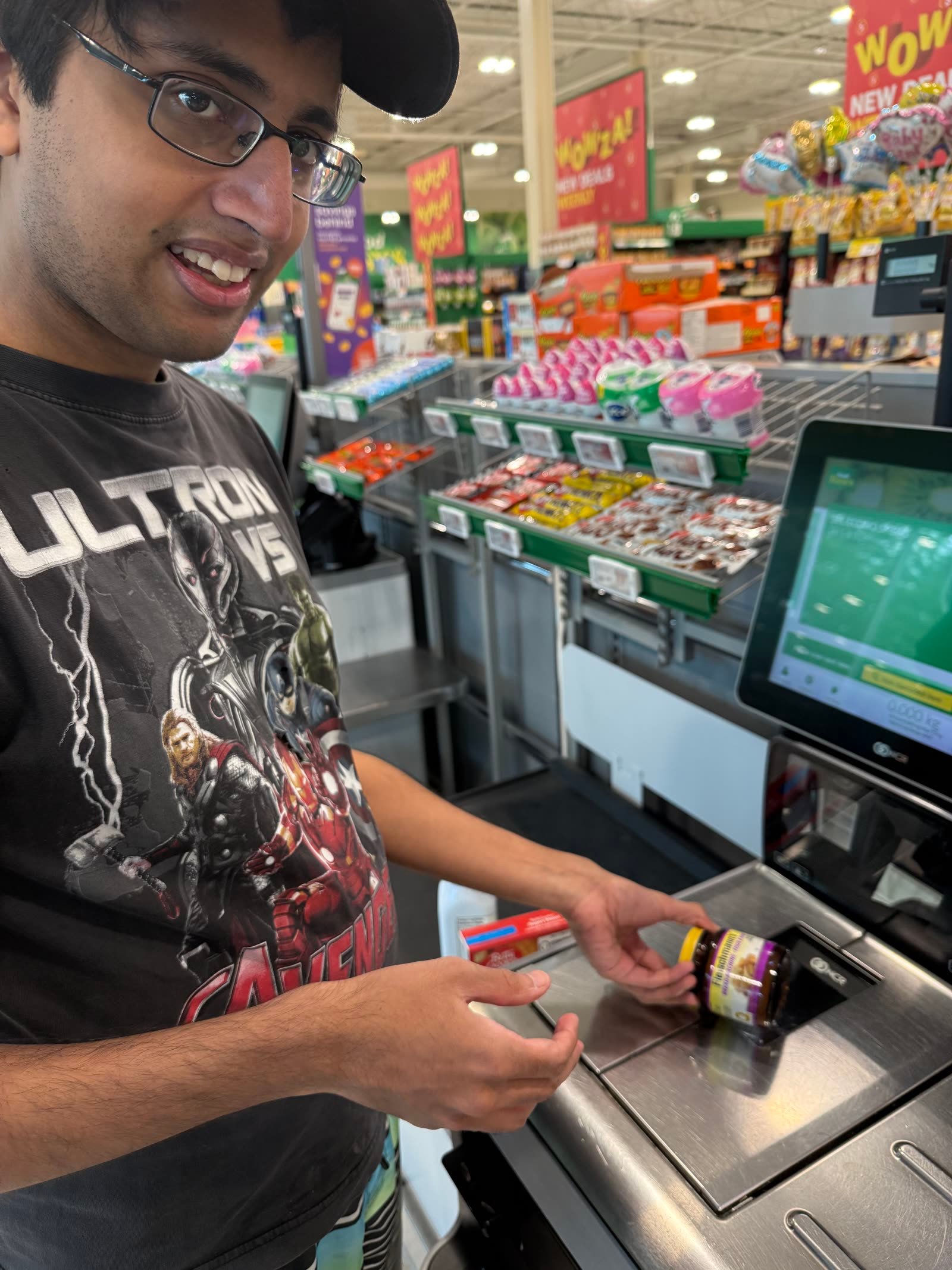 Participant practicing grocery checkout skills